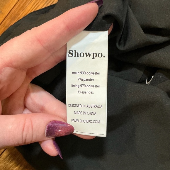 Showpo Josanna Diamante Trim Asymmetrical Mini Skirt – Black – Size 8 (NWT) - Picture 7 of 8